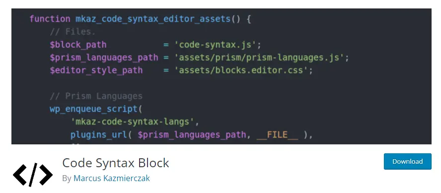 Code Syntax Block By Marcus Kazmierczak