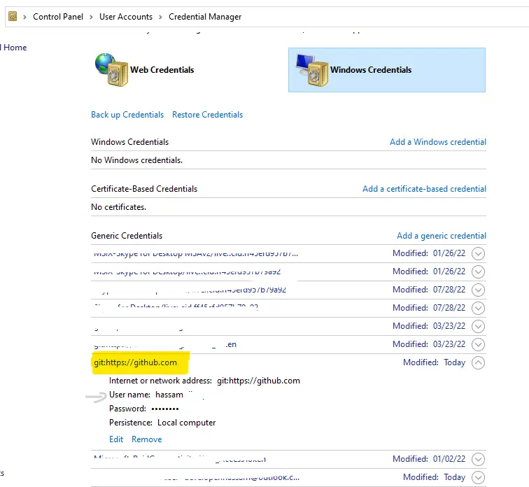 credential Manager github details