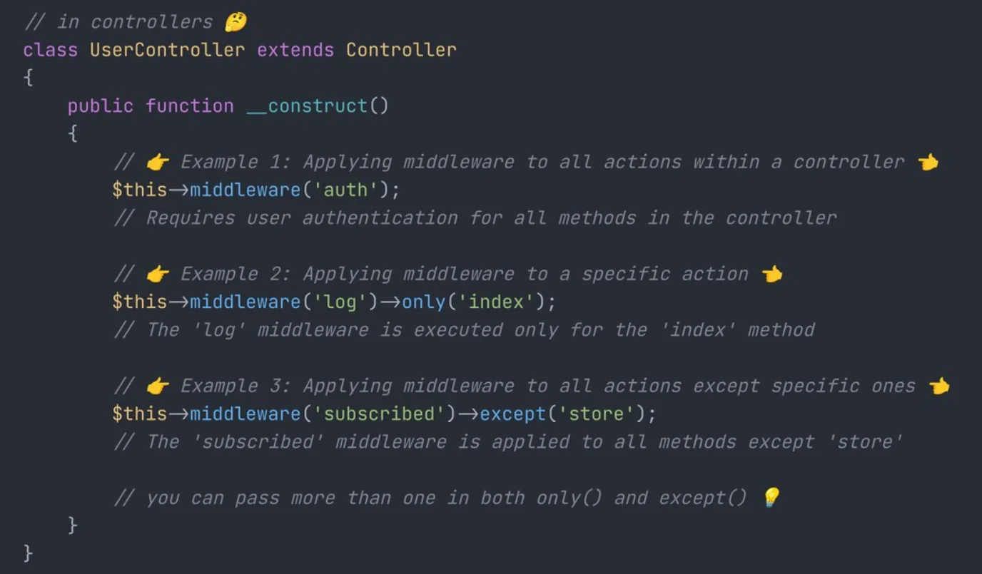 Middleware in Laravel in controllers