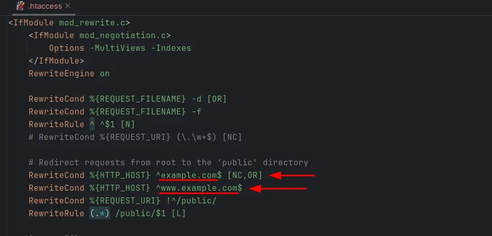 htaccess chnage domain