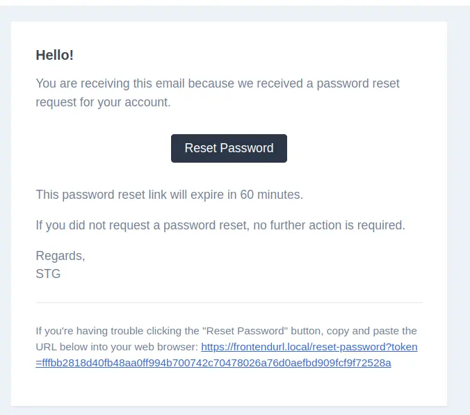 customized reset password link mail