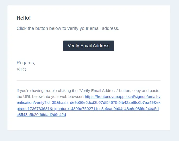 verify email action url changed