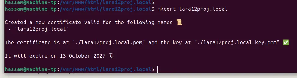 mkcert and ssl files created laravel