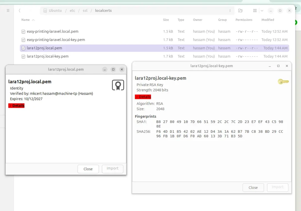 ssl certificates pem previw